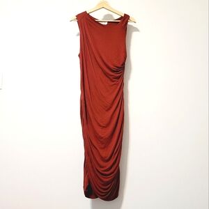 A.L.C. Rust Red Draped Sleeveless Midi Dress